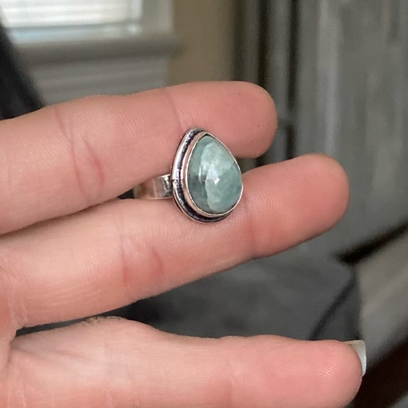 Sterling Silver Larimar Teardrop Ring - Picture 9 of 15